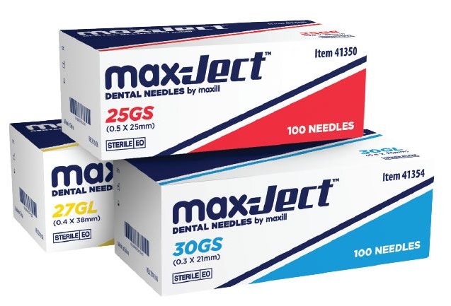 Maxill Max-Ject Dental Needle 27 Guauge Long Yellow 100 pcs